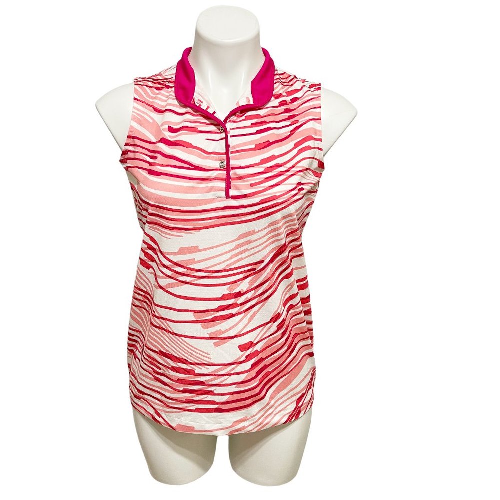 Tail Small White Abstract Striped Sleeveless Golf Tennis Polo - Picture 2 of 7